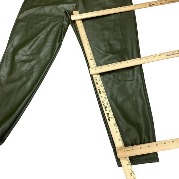 Anthropologie Avec Les Files Faux Leather Jogger Pants Womens Small Green - Picture 4 of 16